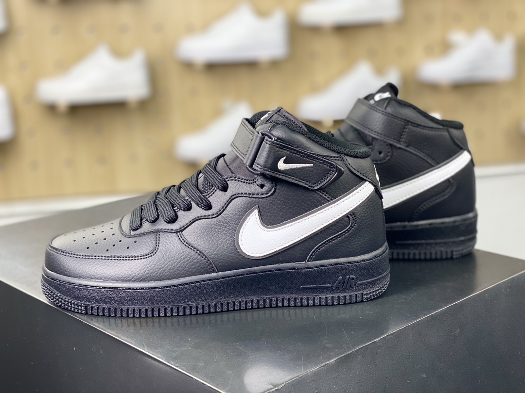 Nike Air Force 1'07 Mid”Black/White” Air Force One classic sports sneakers ”Leather Black and White Hook” HK5622-955