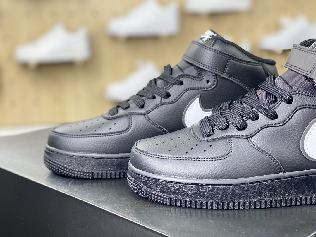 Nike Air Force 1'07 Mid”Black/White” Air Force One classic sports sneakers ”Leather Black and White Hook” HK5622-955