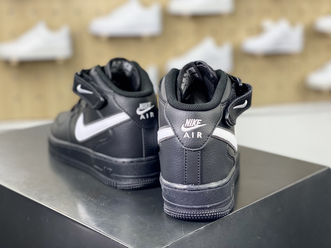 Nike Air Force 1'07 Mid”Black/White” Air Force One classic sports sneakers ”Leather Black and White Hook” HK5622-955