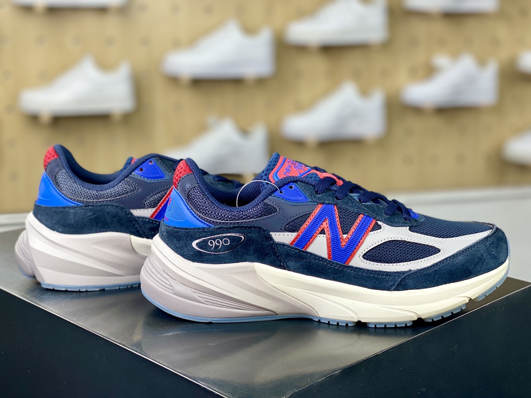 Kith x Madison Square Garden x NBNew Balance in USA M990V6 ”New York Rangers” Sixth Generation Series Running Shoes ”Jointly Branded Navy Blue and Red” U990KR6