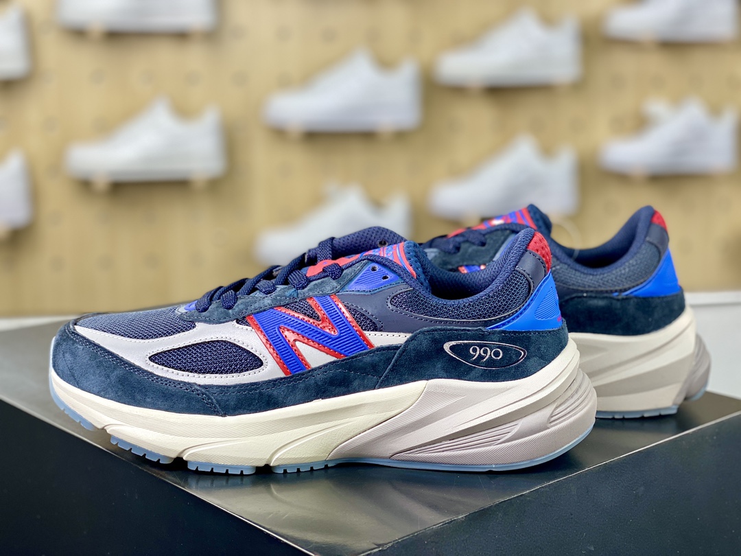 Kith x Madison Square Garden x NBNew Balance in USA M990V6 ”New York Rangers” Sixth Generation Series Running Shoes ”Jointly Branded Navy Blue and Red” U990KR6