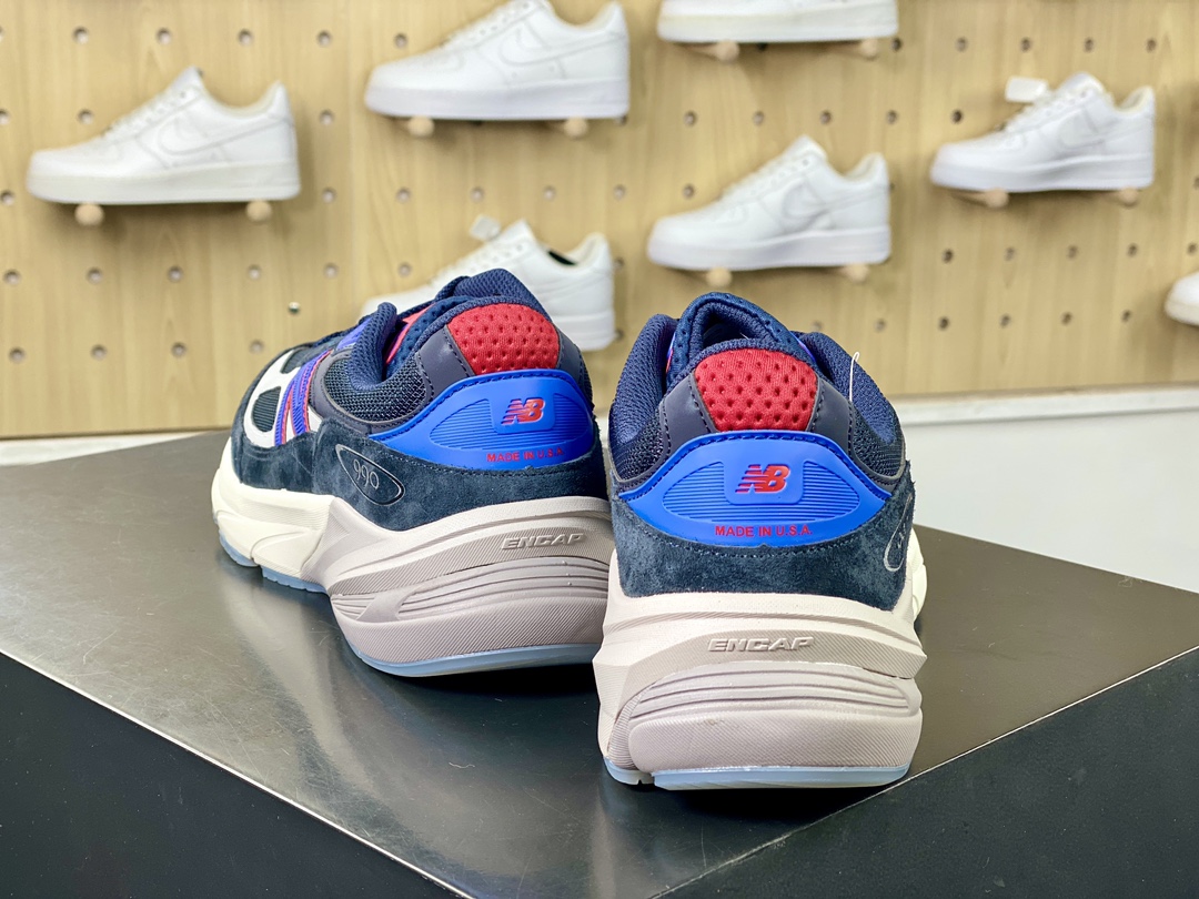 Kith x Madison Square Garden x NBNew Balance in USA M990V6 ”New York Rangers” Sixth Generation Series Running Shoes ”Jointly Branded Navy Blue and Red” U990KR6