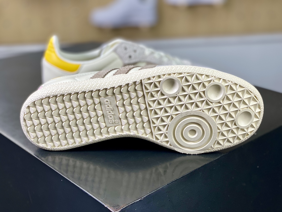 KITH x Adidas Gazelle Indoor Trainers low-top sneakers ”leather white light gray yellow tail” IE0169