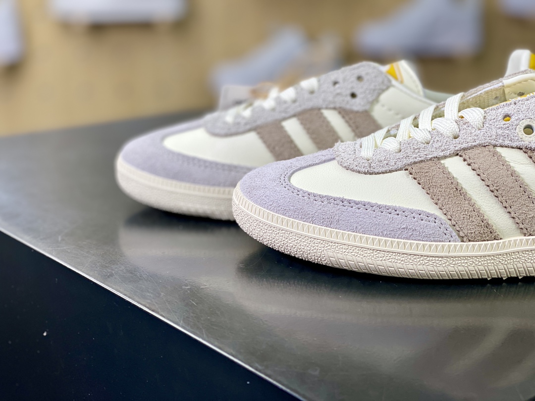 KITH x Adidas Gazelle Indoor Trainers low-top sneakers ”leather white light gray yellow tail” IE0169