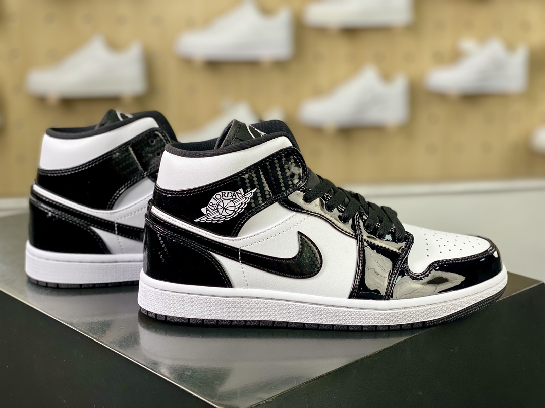 200 NIKE Air Jordan 1 Retro Mid GS"All-Star"AJ1乔丹一代中帮篮球鞋“漆皮黑白碳纤”DD1649-001