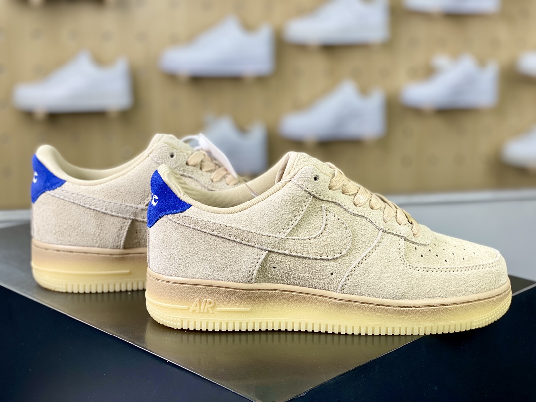 Nike Air Force 1'07 Low ”Grain Deep Royal Blue Polar” Air Force One Sneakers ”Suede Wheat Beige Royal Blue Tail” FN7202-224