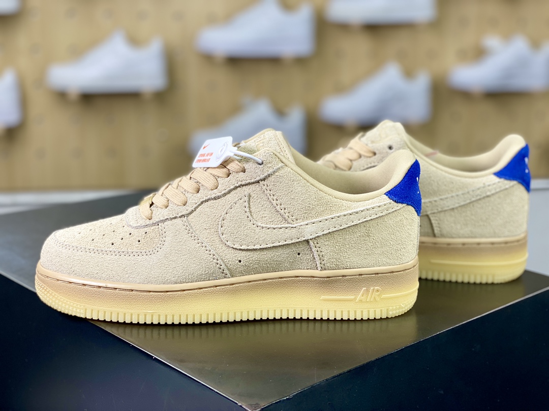 Nike Air Force 1'07 Low ”Grain Deep Royal Blue Polar” Air Force One Sneakers ”Suede Wheat Beige Royal Blue Tail” FN7202-224