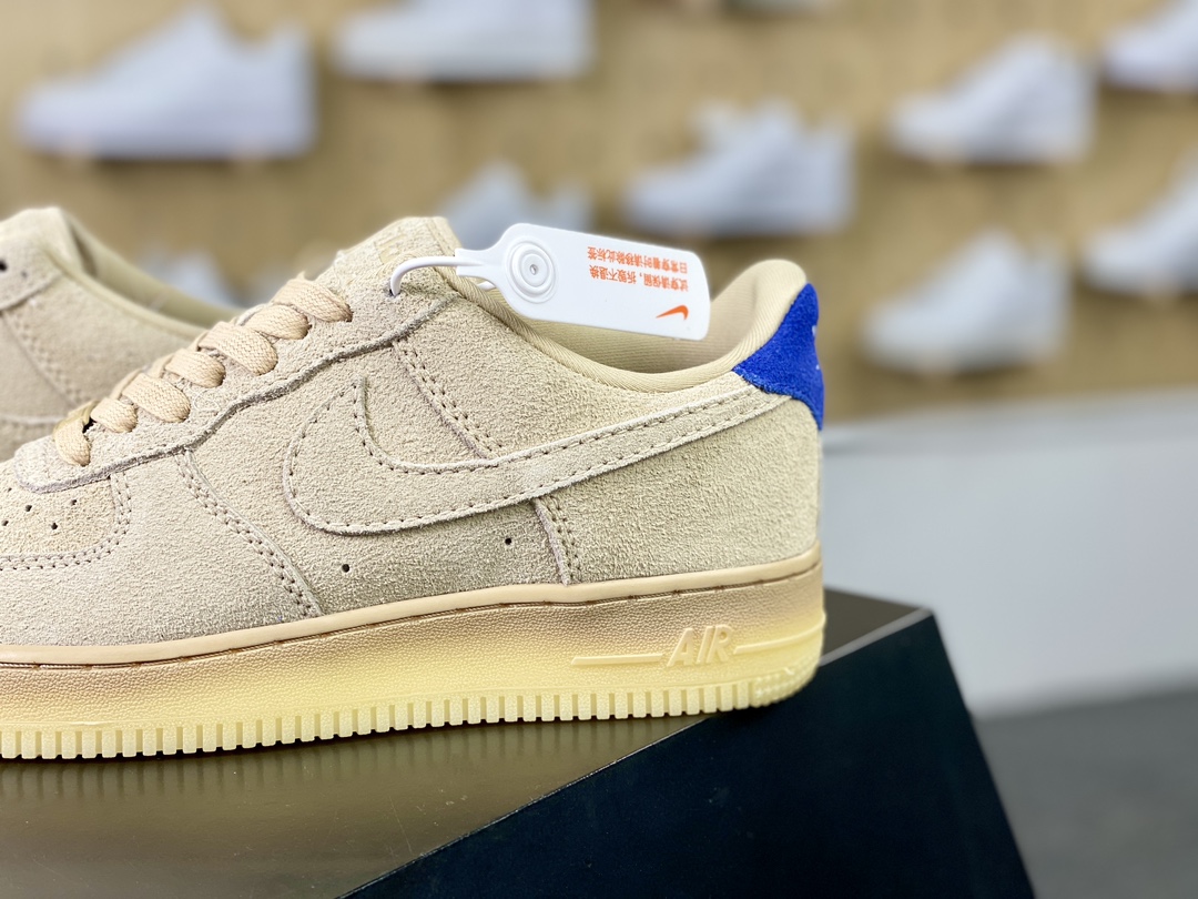 Nike Air Force 1'07 Low ”Grain Deep Royal Blue Polar” Air Force One Sneakers ”Suede Wheat Beige Royal Blue Tail” FN7202-224