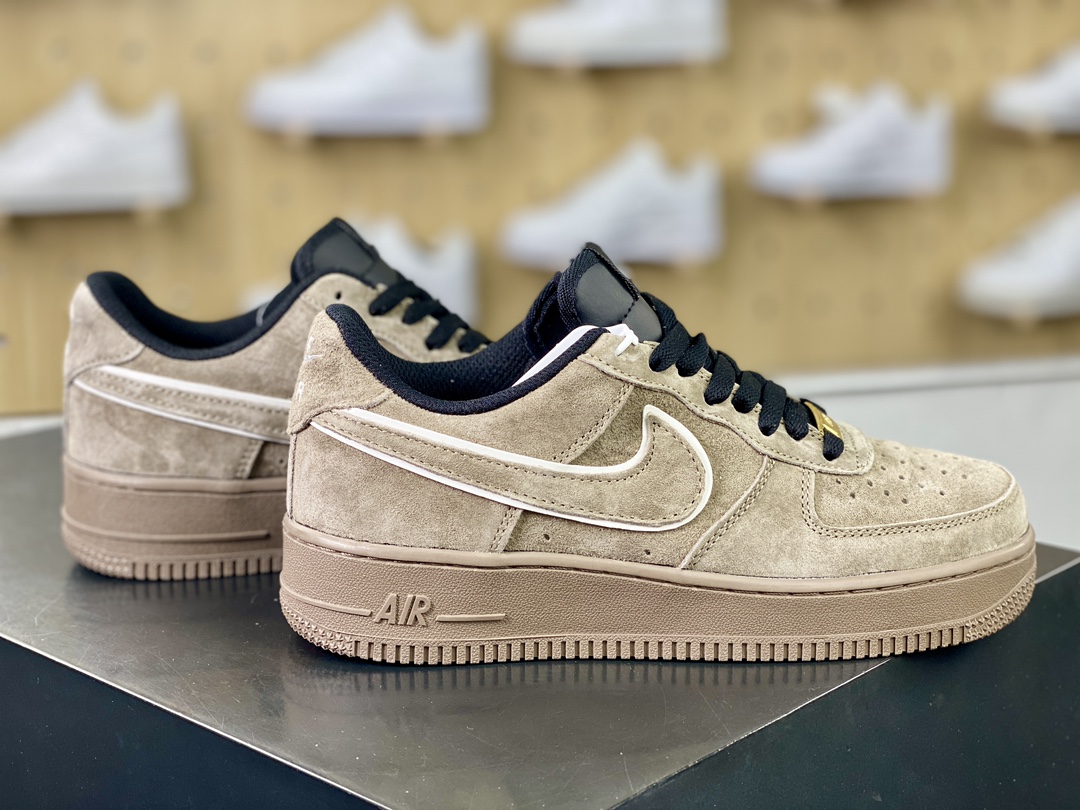 260 耐克Nike Air Force 1 '07 Low"Brown Grey Black"空军一号经典板鞋“麂皮灰棕黑白叠钩”AV0383-223