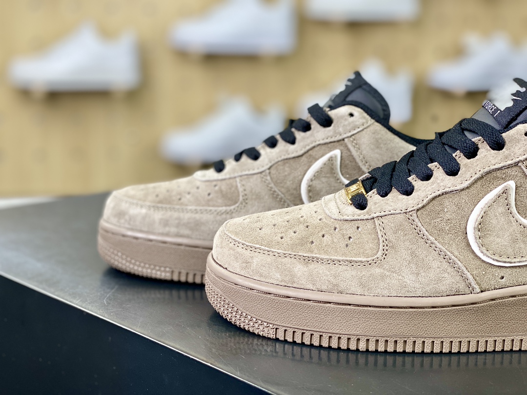 260 耐克Nike Air Force 1 '07 Low"Brown Grey Black"空军一号经典板鞋“麂皮灰棕黑白叠钩”AV0383-223