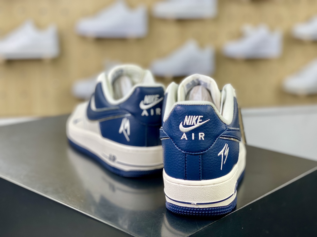 Fat Joe x Nike Air Force 1 Low ”Terror Squad” Air Force One classic low-top sneakers ”Splicing off-white and navy blue TS embroidery” IO5636-999