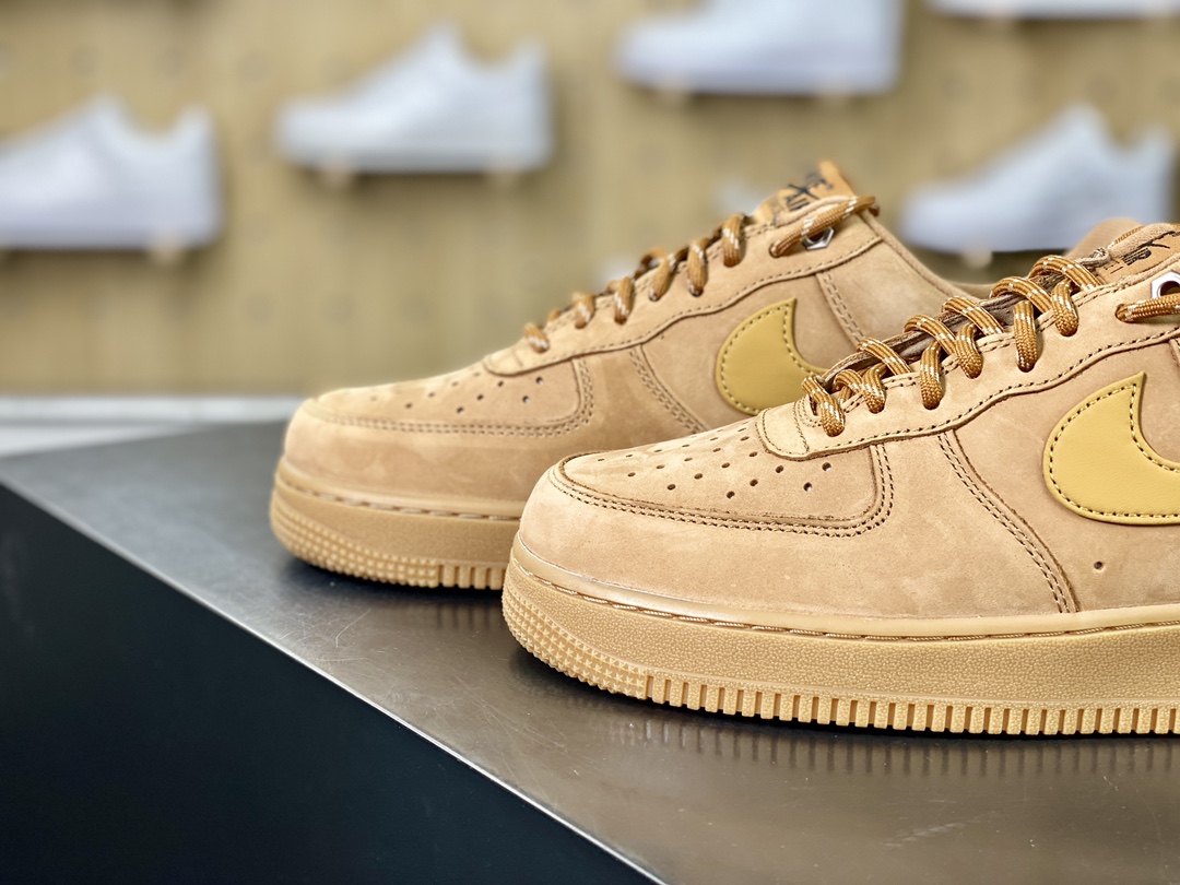 Nike Air Force 1 Low 07 LV8 ”Wheat / Flax” Air Force One Low-top Classic Sneakers ”New Wheat Yellow Brown” CJ9179-200