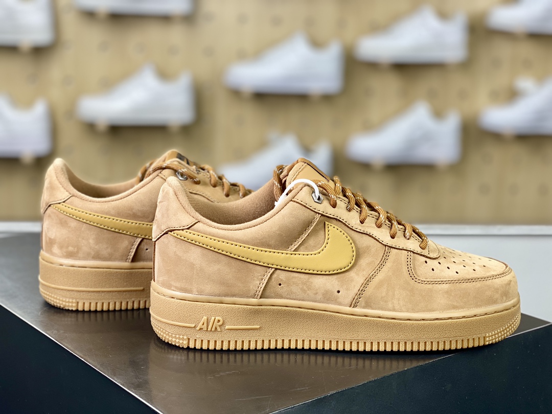 Nike Air Force 1 Low 07 LV8 ”Wheat / Flax” Air Force One Low-top Classic Sneakers ”New Wheat Yellow Brown” CJ9179-200