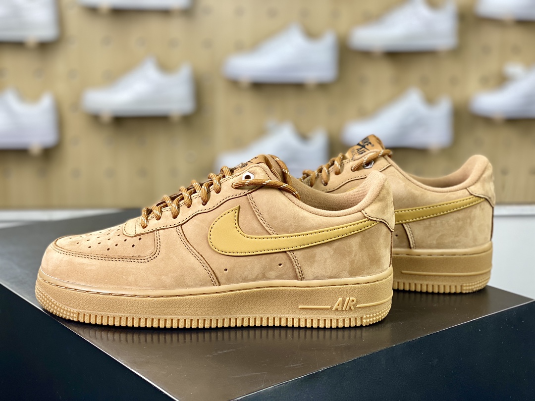 Nike Air Force 1 Low 07 LV8 ”Wheat / Flax” Air Force One Low-top Classic Sneakers ”New Wheat Yellow Brown” CJ9179-200