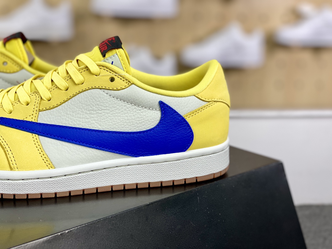 380 Travis Scott x Nike Air Jordan 1 Low OG”Canary”AJ1乔丹一代经典低帮篮球鞋“TS联名蓝尼黄白黑倒钩8.0”DZ4137-700