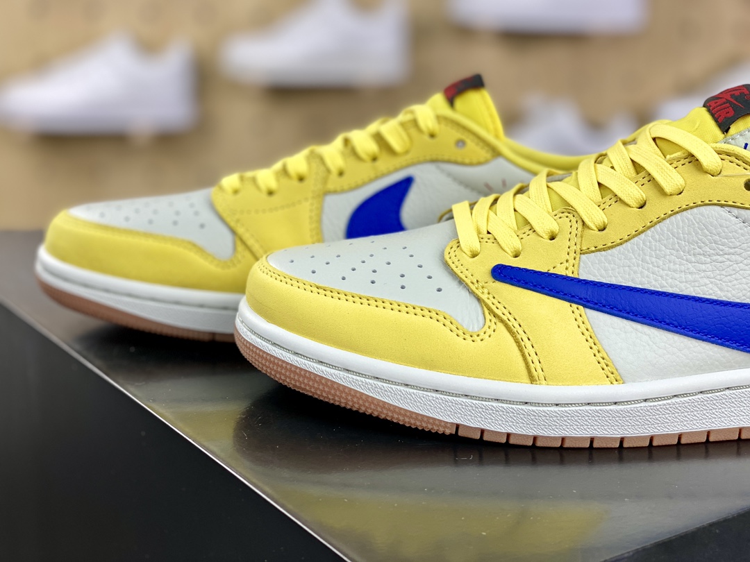 380 Travis Scott x Nike Air Jordan 1 Low OG”Canary”AJ1乔丹一代经典低帮篮球鞋“TS联名蓝尼黄白黑倒钩8.0”DZ4137-700