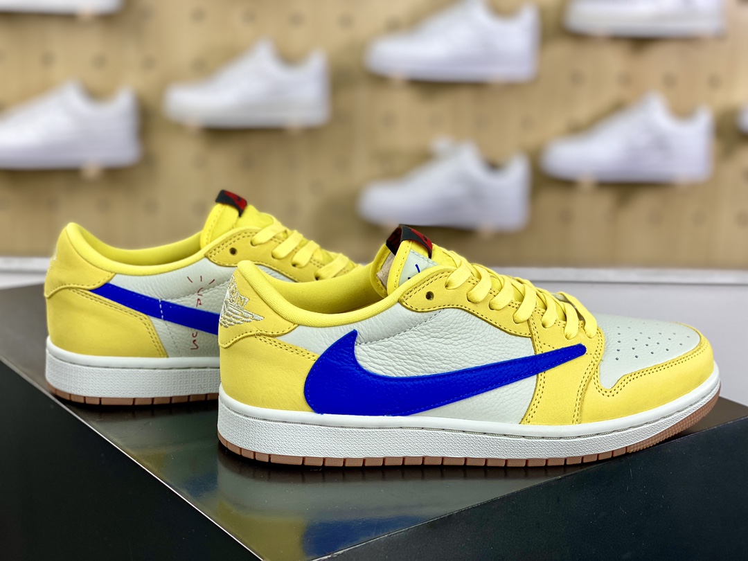 380 Travis Scott x Nike Air Jordan 1 Low OG”Canary”AJ1乔丹一代经典低帮篮球鞋“TS联名蓝尼黄白黑倒钩8.0”DZ4137-700