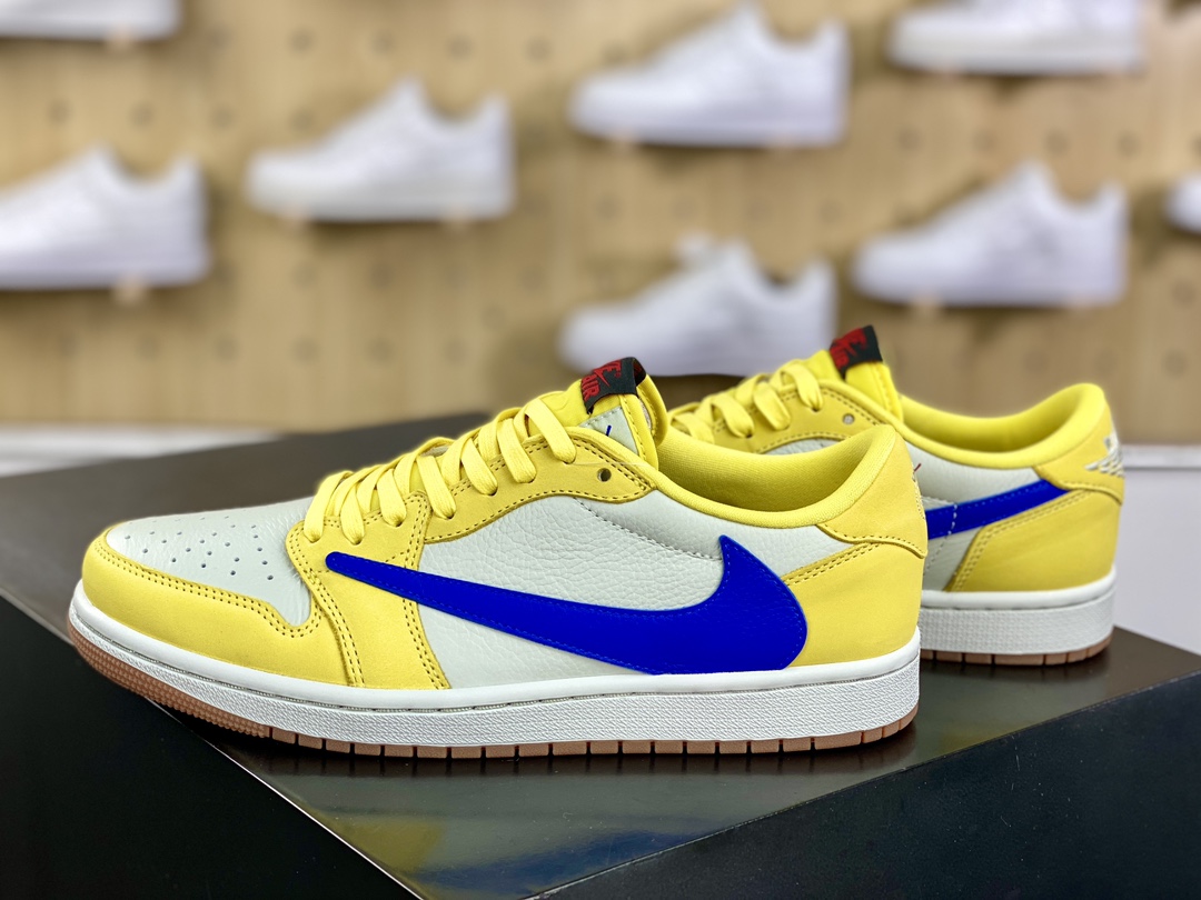 380 Travis Scott x Nike Air Jordan 1 Low OG”Canary”AJ1乔丹一代经典低帮篮球鞋“TS联名蓝尼黄白黑倒钩8.0”DZ4137-700