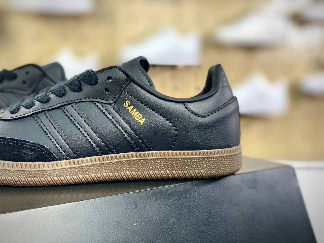 / Adidas Originals Samba OG Samba Series Gentleman Sneakers ”Leather Black Gold Raw Rubber Sole” IE3438