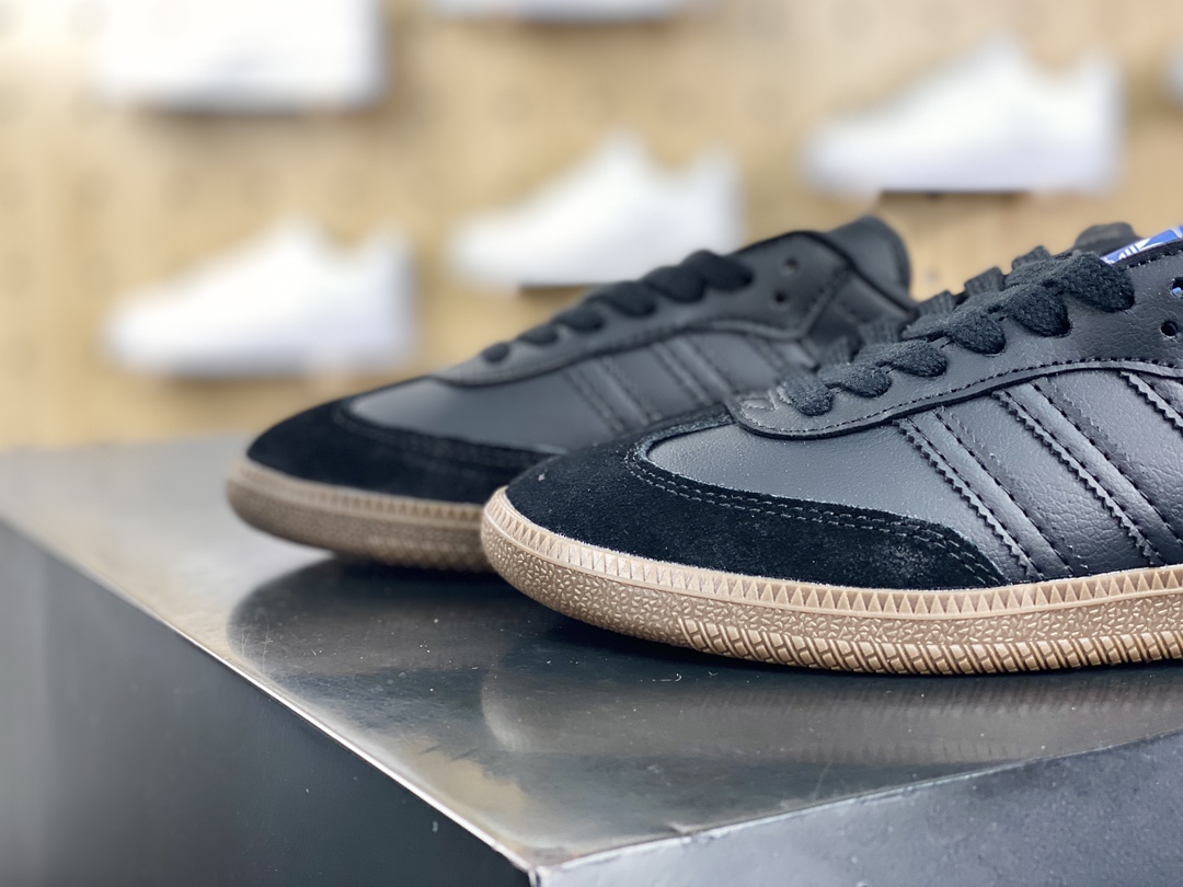 / Adidas Originals Samba OG Samba Series Gentleman Sneakers ”Leather Black Gold Raw Rubber Sole” IE3438