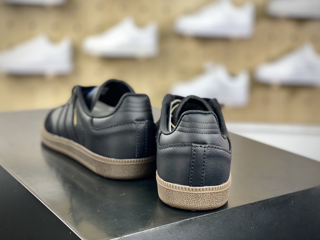 / Adidas Originals Samba OG Samba Series Gentleman Sneakers ”Leather Black Gold Raw Rubber Sole” IE3438