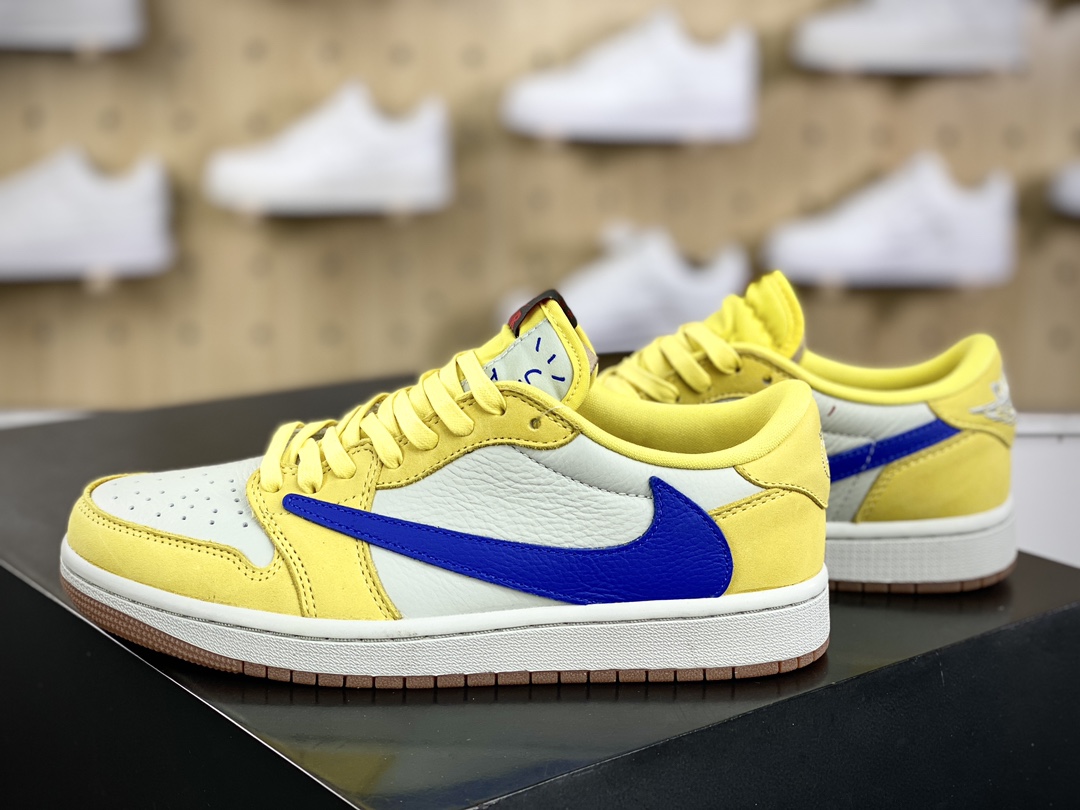 Travis Scott x Nike Wmns Air Jordan 1 Low OG ”Canary” AJ1 Jordan Generation Basketball Shoes ”TS Joint Blue Yellow White Black Hook 8.0” DZ4137-700