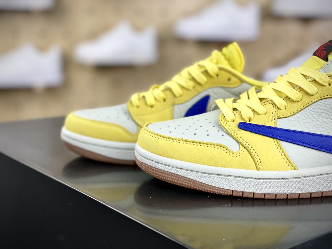 Travis Scott x Nike Wmns Air Jordan 1 Low OG ”Canary” AJ1 Jordan Generation Basketball Shoes ”TS Joint Blue Yellow White Black Hook 8.0” DZ4137-700