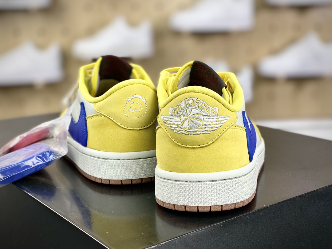 Travis Scott x Nike Wmns Air Jordan 1 Low OG ”Canary” AJ1 Jordan Generation Basketball Shoes ”TS Joint Blue Yellow White Black Hook 8.0” DZ4137-700