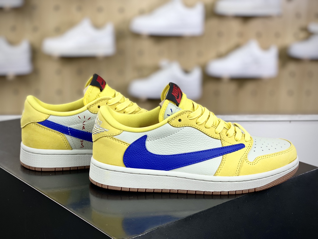 Travis Scott x Nike Wmns Air Jordan 1 Low OG ”Canary” AJ1 Jordan Generation Basketball Shoes ”TS Joint Blue Yellow White Black Hook 8.0” DZ4137-700