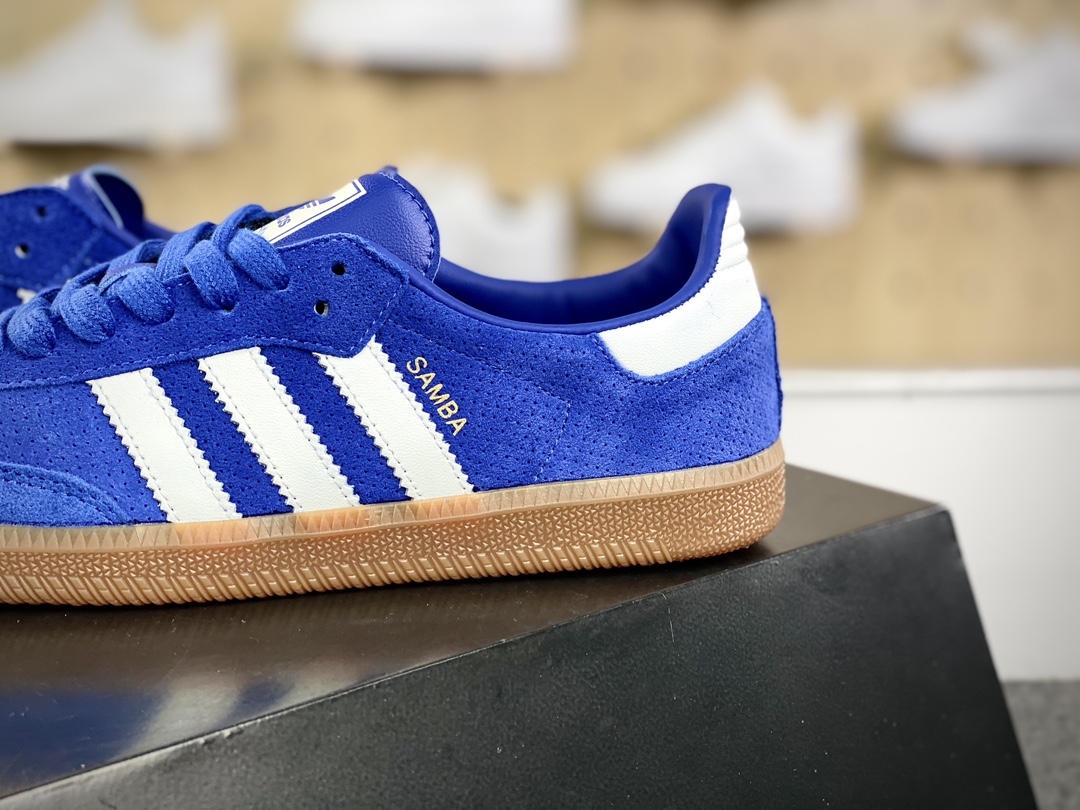 Adidas Originals Samba Vegan OG Samba Series Sneakers ”Foil Punching University Blue and White Rubber Sole” HP7901