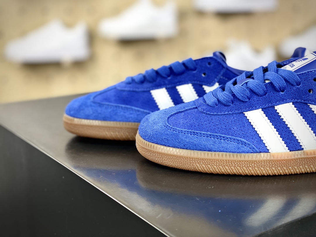 Adidas Originals Samba Vegan OG Samba Series Sneakers ”Foil Punching University Blue and White Rubber Sole” HP7901
