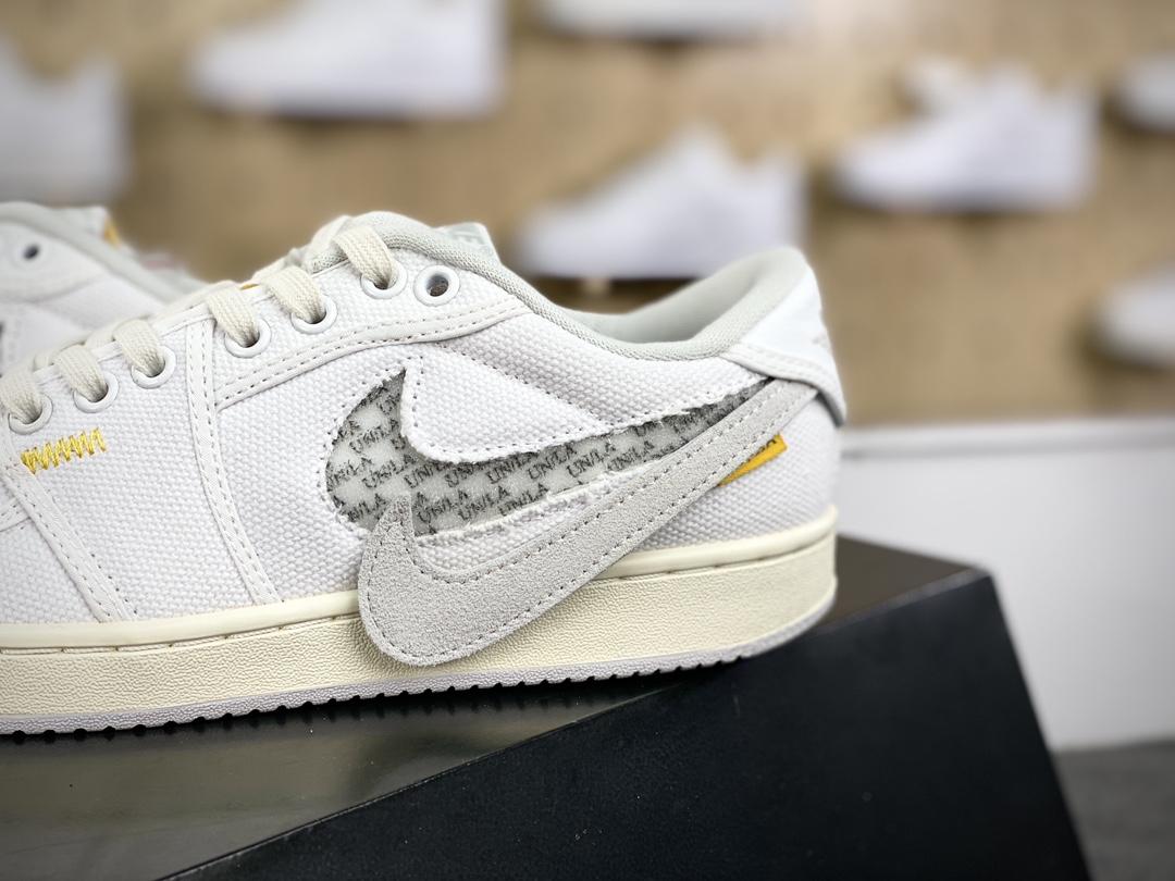 Union x Nike Air Jordan 1 Retro AJKO Low SP ”White Neutral Grey” AJ1 Jordan basketball shoes ”Joint canvas white light grey Velcro hook” DO8912-101