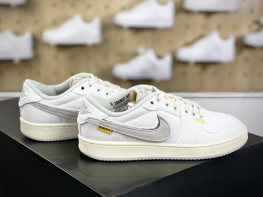 Union x Nike Air Jordan 1 Retro AJKO Low SP ”White Neutral Grey” AJ1 Jordan basketball shoes ”Joint canvas white light grey Velcro hook” DO8912-101