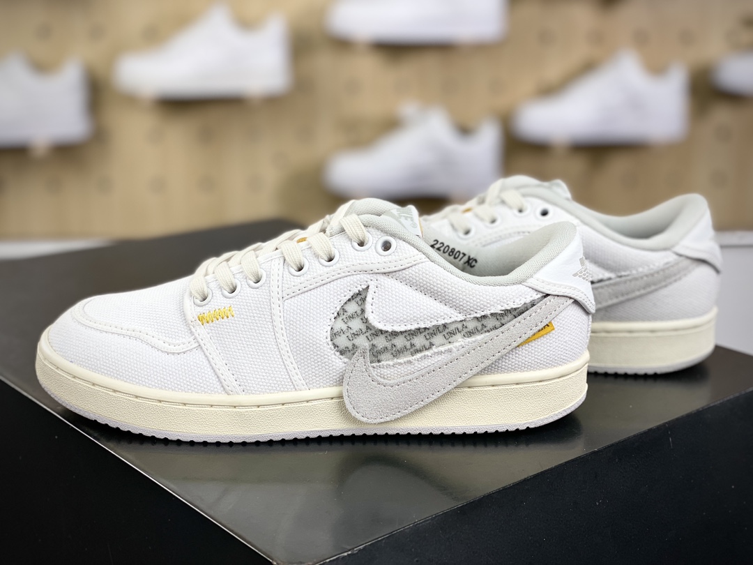 Union x Nike Air Jordan 1 Retro AJKO Low SP ”White Neutral Grey” AJ1 Jordan basketball shoes ”Joint canvas white light grey Velcro hook” DO8912-101