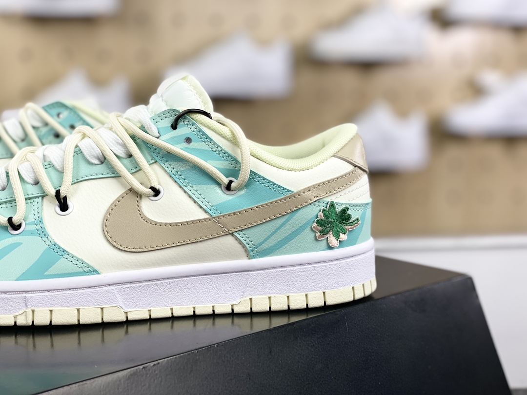 300 耐克Nike SB Dunk Low Lot"Beige/Mint/Coconut Tree"扣篮板鞋“蒂芙尼绿四叶草绑绳”DJ6188-100