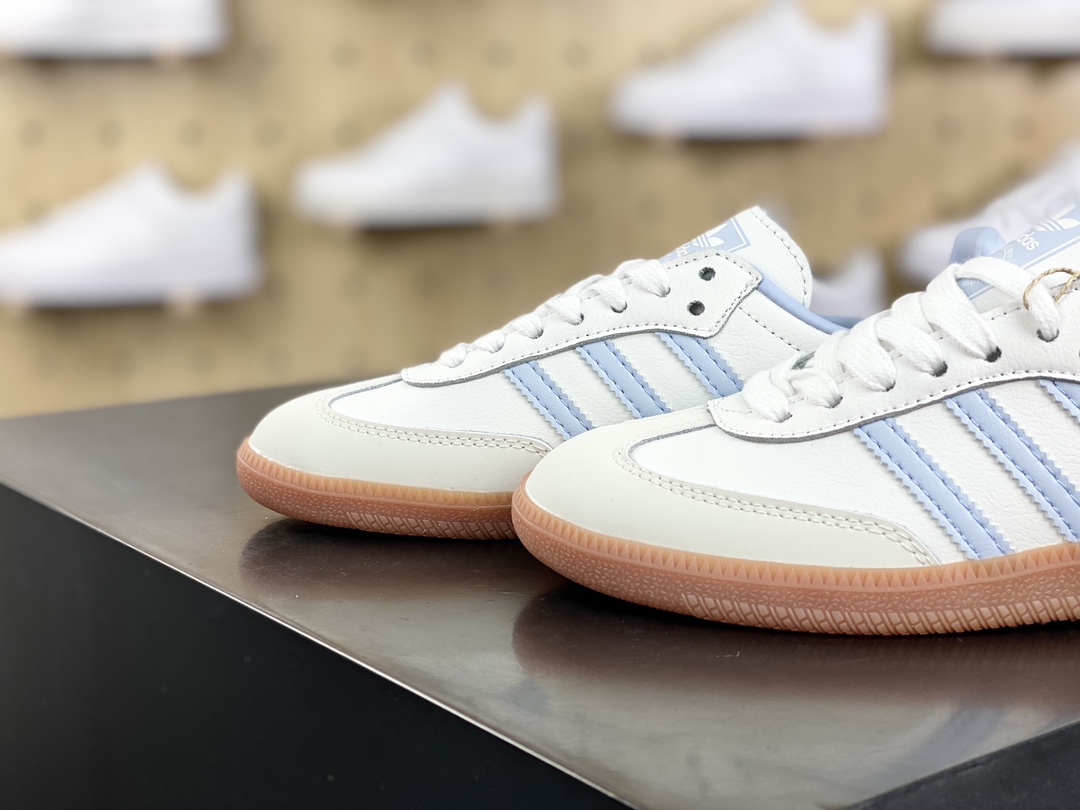 140 阿迪达斯/三叶草Adidas Originals Samba OG 桑巴舞系列板鞋“皮革白奶蓝生胶底”IE0877