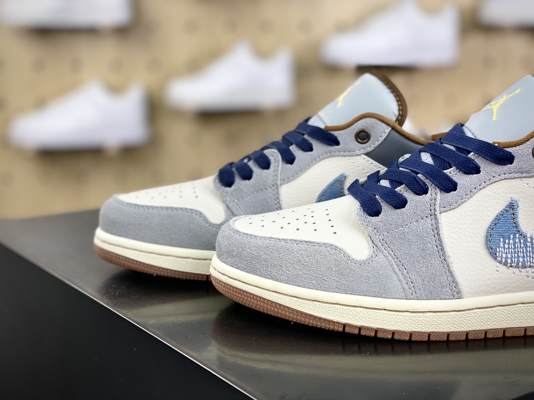 180 耐克Nike Air Jordan 1 Low SE”Phantom Denim Swoosh”AJ1乔丹一代篮球鞋“灰棕牛仔蓝情人节”FZ5042-041