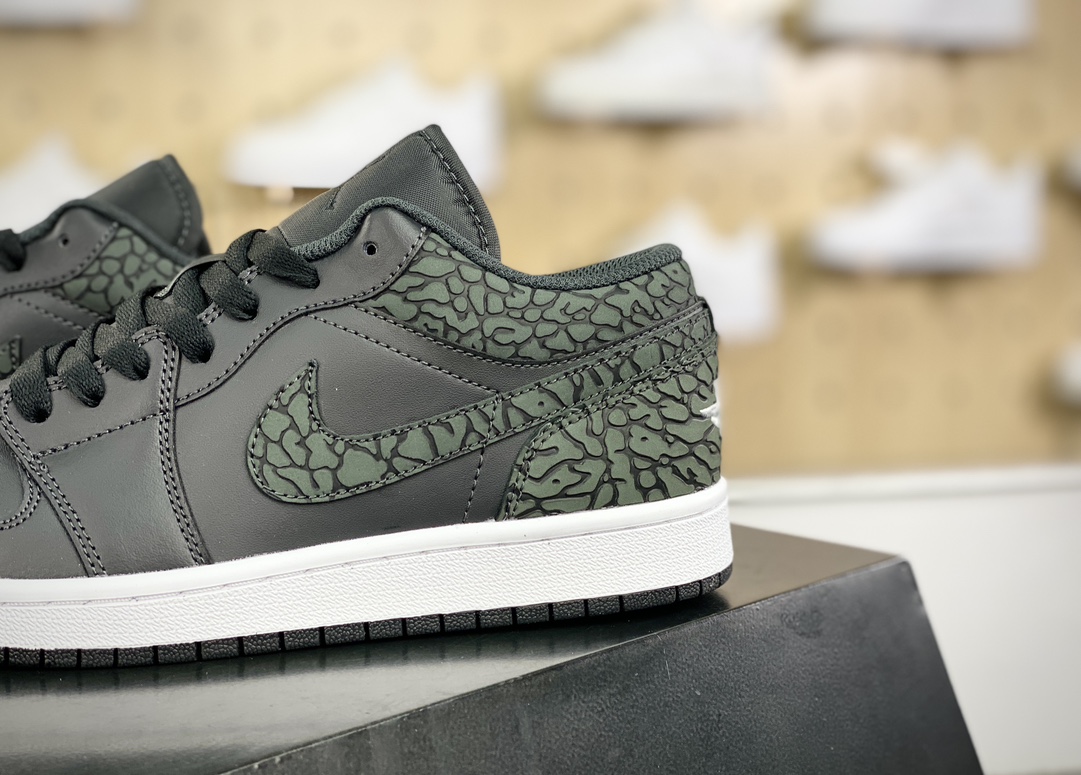 220 Nike Air Jordan 1 Low"Black Elephant"AJ1乔丹一代篮球鞋“炭黑爆裂纹”FB9907-001