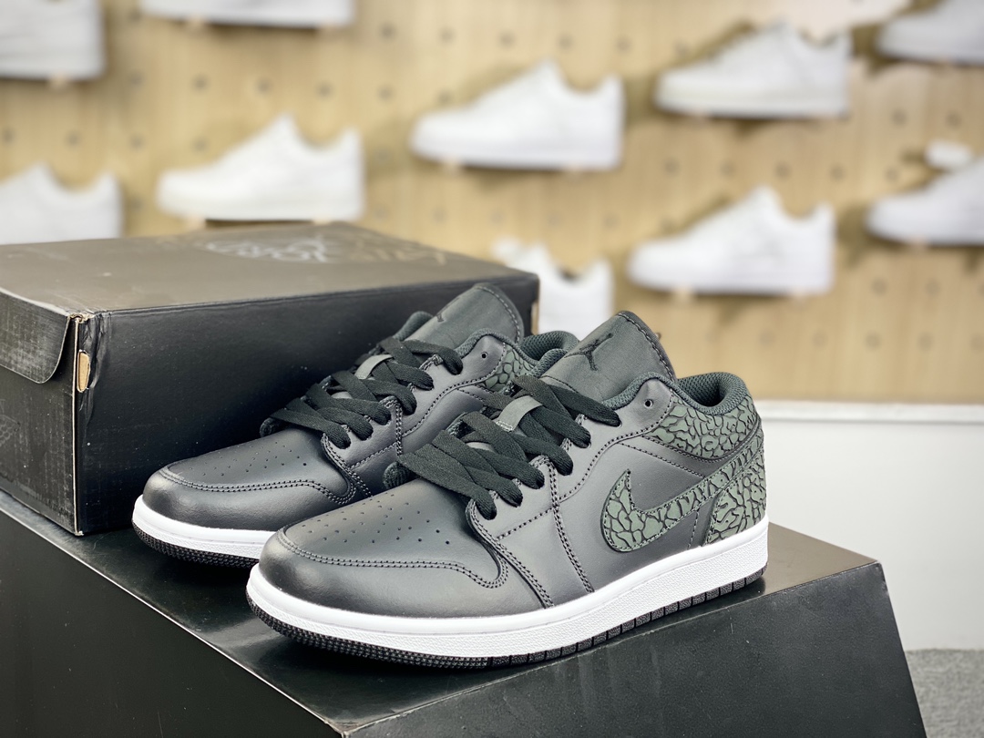 220 Nike Air Jordan 1 Low”Black Elephant”AJ1乔丹一代篮球鞋“炭黑爆裂纹”FB9907-001