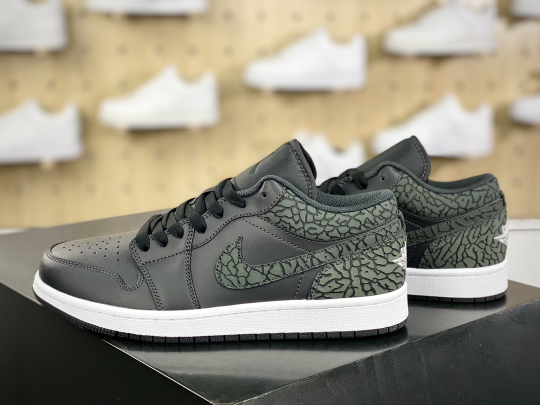 220 Nike Air Jordan 1 Low"Black Elephant"AJ1乔丹一代篮球鞋“炭黑爆裂纹”FB9907-001