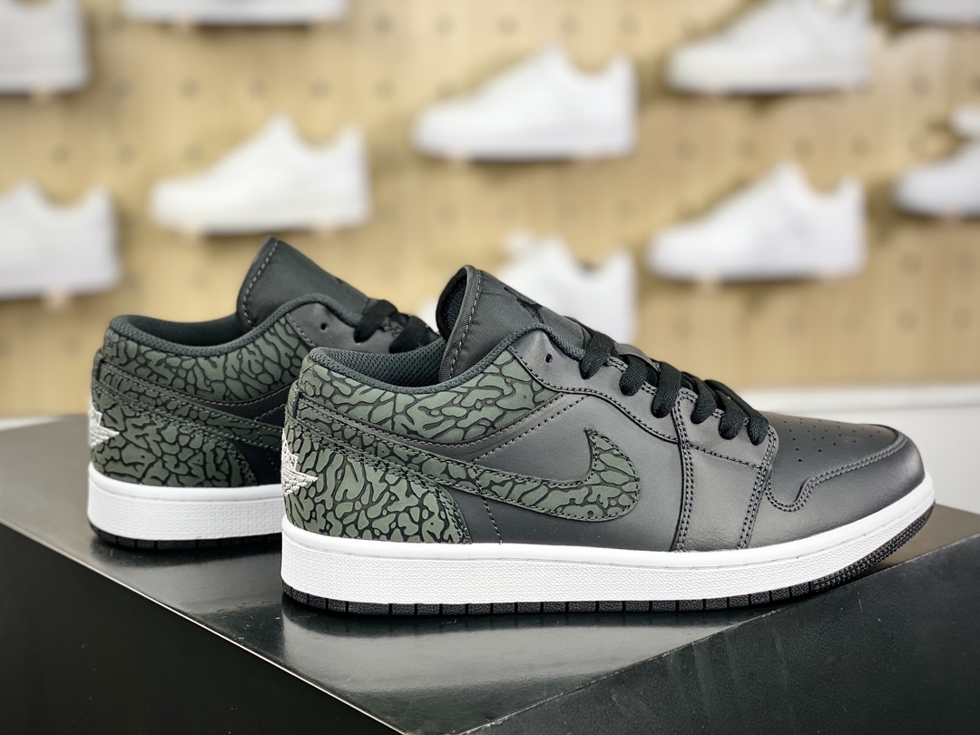 220 Nike Air Jordan 1 Low"Black Elephant"AJ1乔丹一代篮球鞋“炭黑爆裂纹”FB9907-001