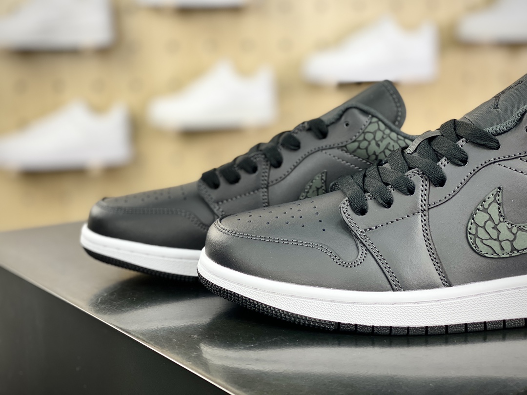 220 Nike Air Jordan 1 Low"Black Elephant"AJ1乔丹一代篮球鞋“炭黑爆裂纹”FB9907-001