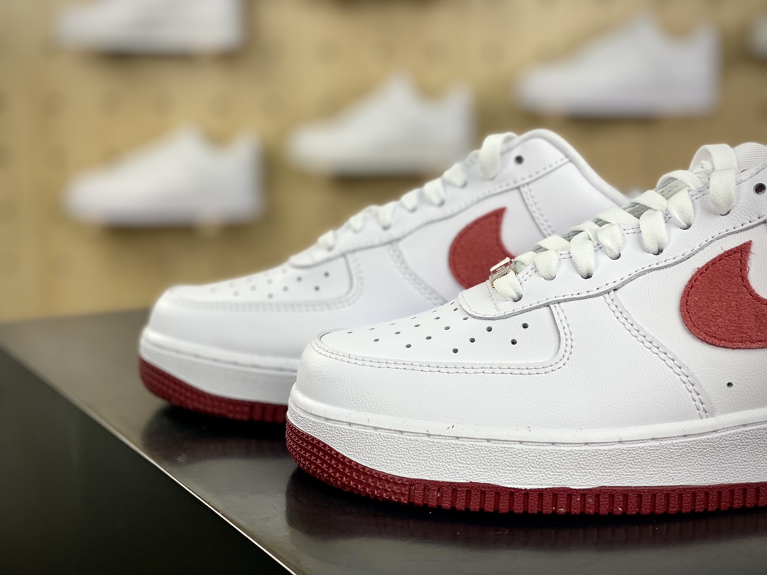 200 Air Sole气垫耐克Nike Air Force 1’07 Low”White Light Red”空军一号板鞋“皮革白淡红钩子”FQ7626-100