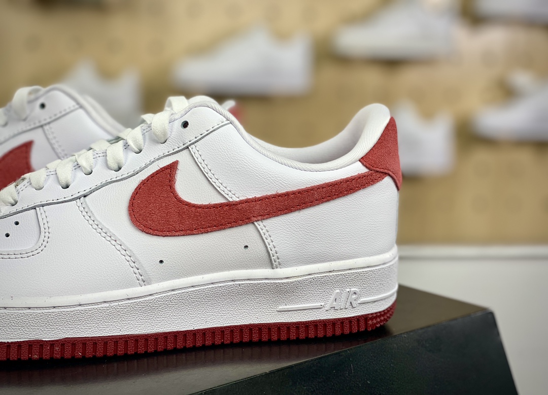 200 Air Sole气垫耐克Nike Air Force 1’07 Low”White Light Red”空军一号板鞋“皮革白淡红钩子”FQ7626-100