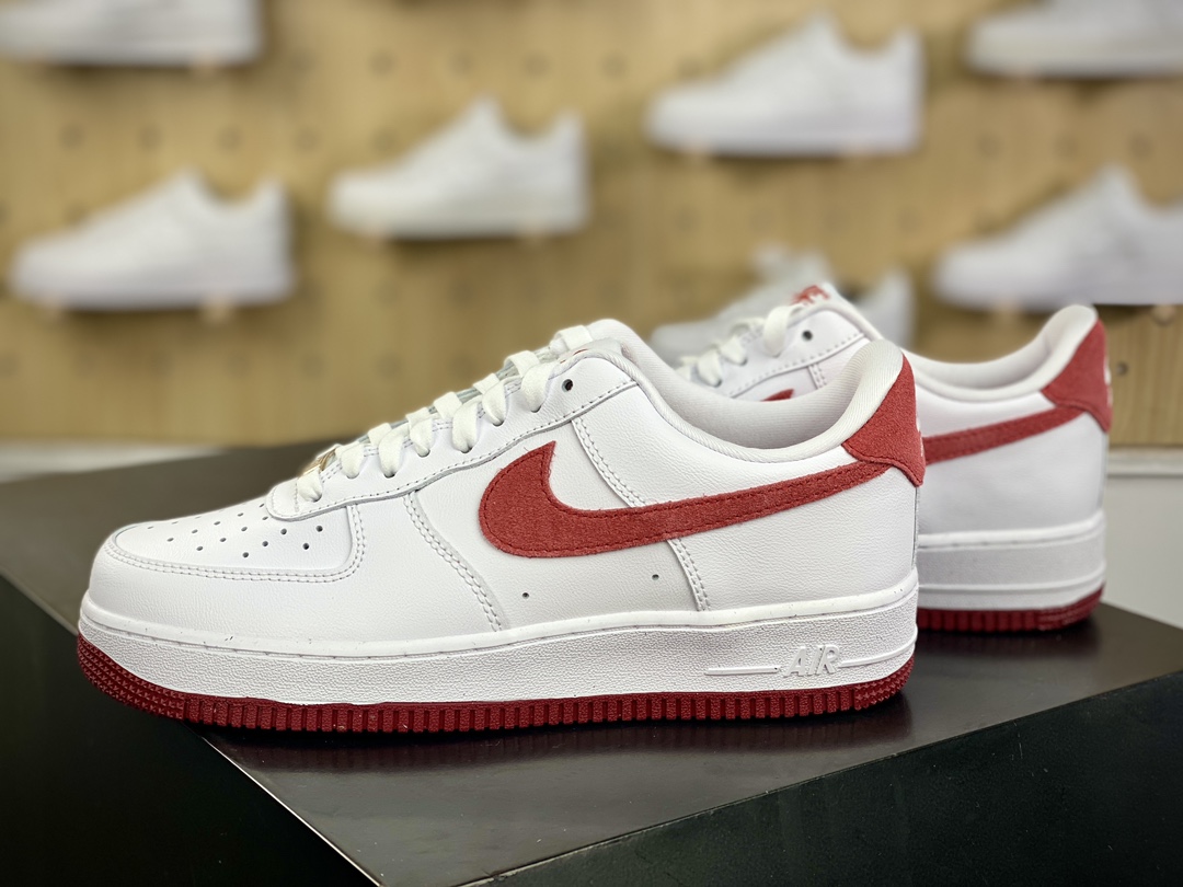 200 Air Sole气垫耐克Nike Air Force 1’07 Low”White Light Red”空军一号板鞋“皮革白淡红钩子”FQ7626-100