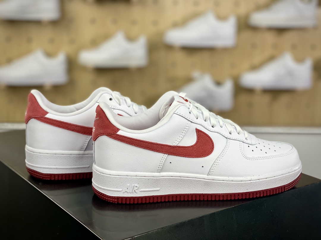 200 Air Sole气垫耐克Nike Air Force 1’07 Low”White Light Red”空军一号板鞋“皮革白淡红钩子”FQ7626-100