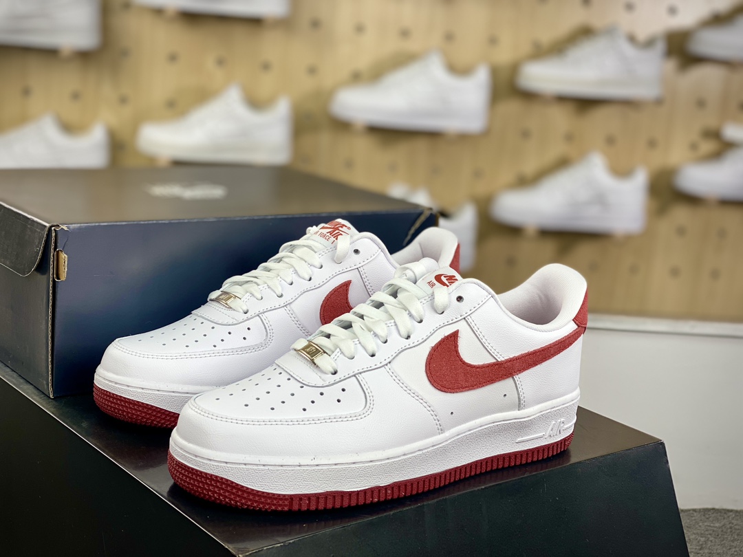 200 Air Sole气垫耐克Nike Air Force 1’07 Low”White Light Red”空军一号板鞋“皮革白淡红钩子”FQ7626-100