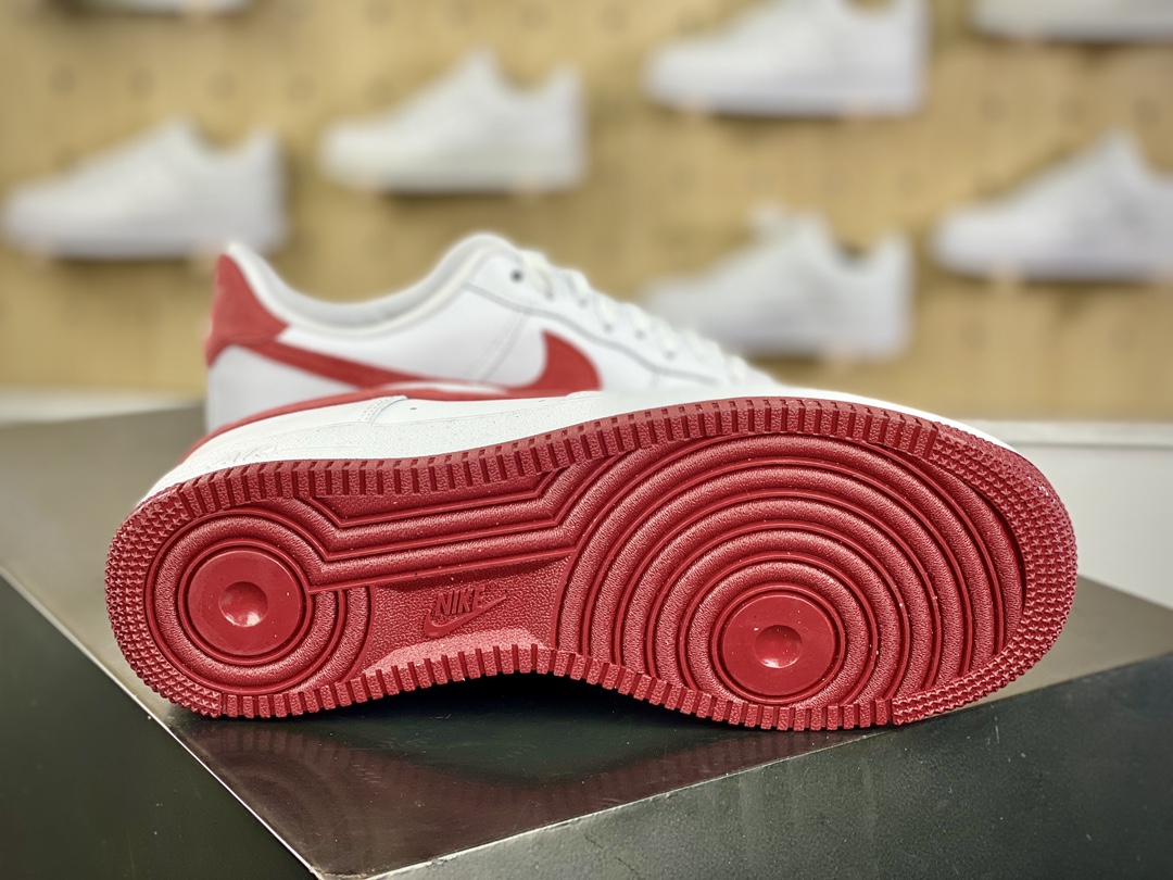 200 Air Sole气垫耐克Nike Air Force 1’07 Low”White Light Red”空军一号板鞋“皮革白淡红钩子”FQ7626-100