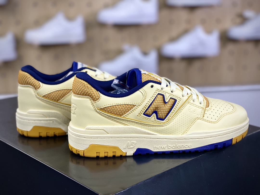 200 NB新百伦New Balance BB550系列经典篮球板鞋“皮革米白浅蓝黄”BB550NCF