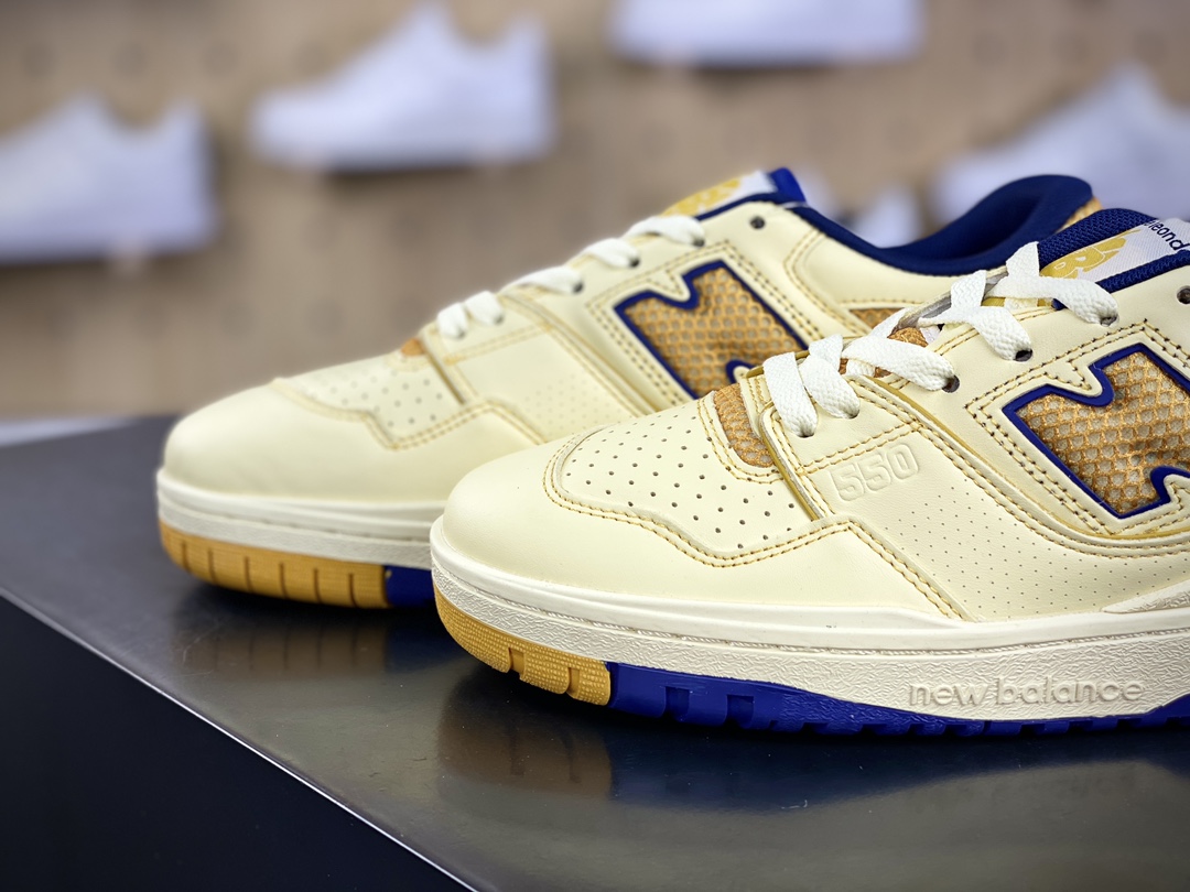 200 NB新百伦New Balance BB550系列经典篮球板鞋“皮革米白浅蓝黄”BB550NCF